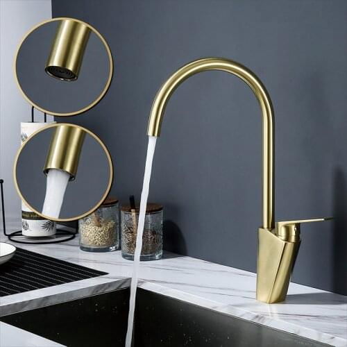 Kitchen Water Tap Brushed Gold & Black Kitchen Faucet Single Handle Rotation Classical Sink Water Mixer 360° rotation tap
