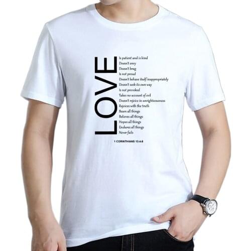 Men Cloth T Shirt Print 1 Corinthians 13 4-8 Bible Verse Quote - Love Never Fails - Love is Patient Kind - Scripture Prayer Tops