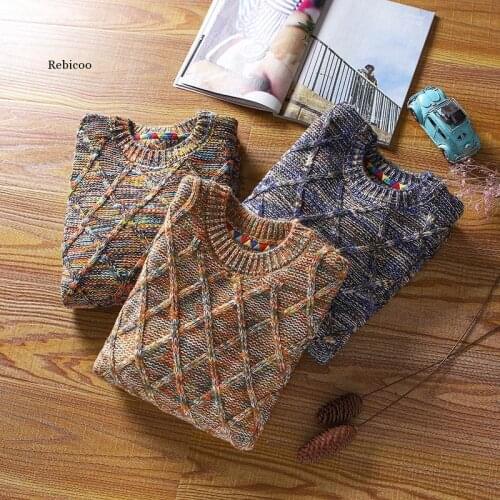 Mens Sweater Casual Slim Fit Clothes Streetwear Male Clothing Long Sleeve Knitted Pullovers Winter Thick Top