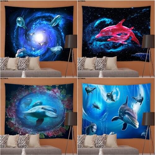 Dolphin Wall Hanging Tapestry Dream Undersea World Sea Turtle Shark Tapestries 3D Living Room Bedroom Dorm Home Background Decor