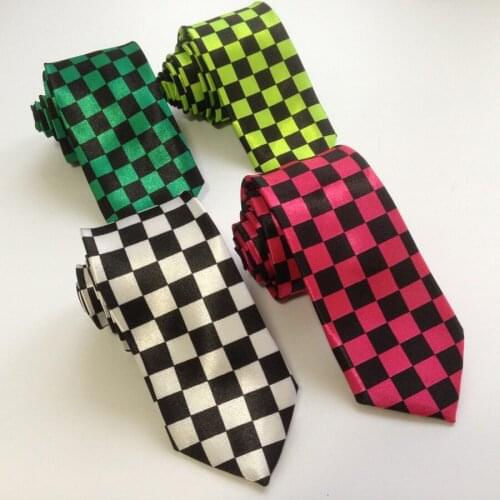 Wholesale Fashion Children Adult Narrow Ties Men Plaids Grids Slender Slim Neck Tie for School Party Necktie