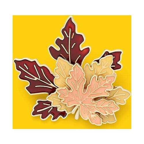 Fall Custom Maple Leaf Enamel Pins Maple leaf Multi-layer Brooches Bag Lapel Pin Cartoon Plant specimen Jewelry Gifts for lovers