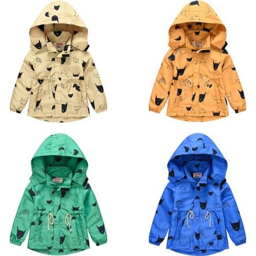 Autumn childrens clothing boys cute cartoon print hooded windbreaker jacket childrens jacket boy handsome jacket tide 2021