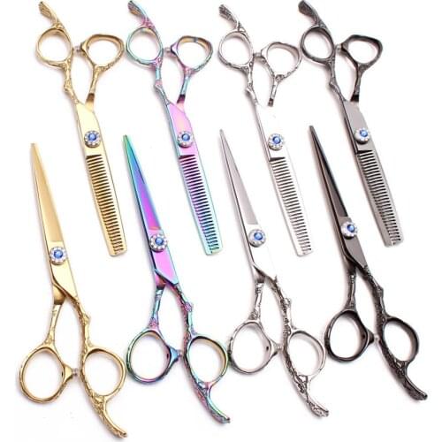 Professional Scissors C9002 6.0" 440C Customize Logo Hair Cutting Scissors Thinning Shears Hair Scissors Barber Shop Plum Handle