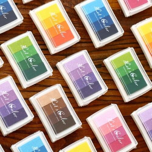 Cute Rainbow Multicolor Ink Pad for Planner Stamp Stationery Art Supplies Self Ink Stamp Inkpad Notebook Accessories Stationery