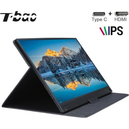 T-bao Touch Screen Portable Monitor 1920x1080 HD IPS 15.6-inch Display Monitor 8000mAh Rechargeable Battery with Leather Case