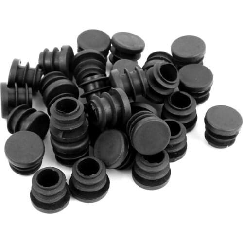 UXCELL 30pcs Round Chair Leg Pipe Tube Insert Blanking Cover Black 16mm Dia 8.5mm Hole Diameter
