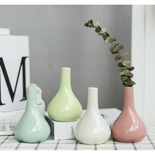 Candy color mini ceramic vase living room desktop green plants hydroponic home decoration can be used as aromatherapy bottle