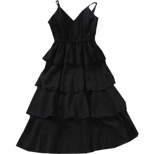 ZC1575 New 2020 summer women fashion temperament show slim v-neck adjustable strap dress cheap wholesale