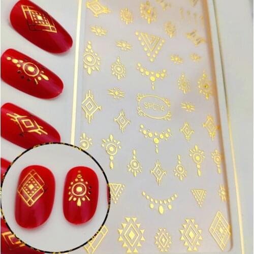 1Pc 3D Laser Bronzing Nail Art Sticker Gold Silver Line Hollow Out Nail Foil Design Manicure Decal Wraps Decorations Accessories