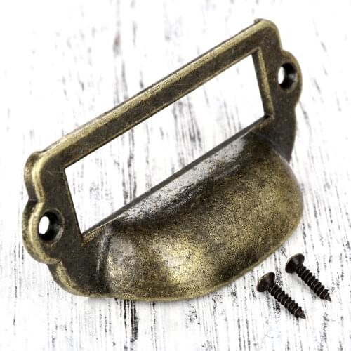 1pc 82*40mm Decorative Furniture Cabinet Drawer Box Case Iron Metal Tag Label Pull Frame Handle File Name Card Holder