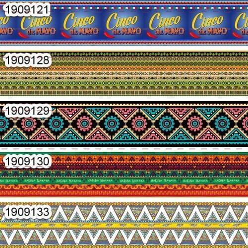 10yards - different sizes -Grosgrain ribbon - Mexico ribbon pattern printed ribbon