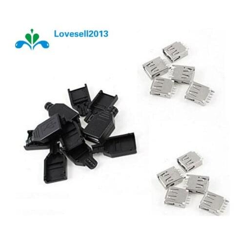 10PCS USB 2.0 Type-A Plug 4-pin Female Adapter Contor jack Plastic Cover