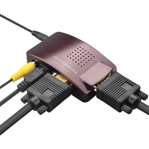 1080P AV RCA Composite Video S-Video To VGA Converter Adapter for DVD DVR VCR Laptop PC To VGA TV Monitor Projector PAL NTSC