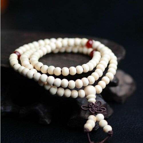 2021 New 6mm Natural Sandalwood Buddhist Buddha Wood Prayer Beaded Knot Black Ebony Unisex Men Buddhism Bracelets for Women
