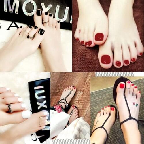 24pcs Solid Color Wear Short Paragraph Fashion Manicure Patch False ToeNails Save Time Wearable ToeNail Patch WD