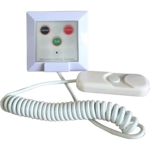 433.92mhz Patient nurse panic call button system with 4-key(call;emergency;cancel;call button from cord) for clinic hospital