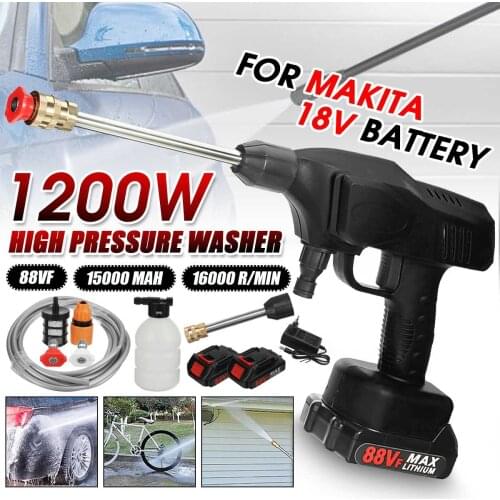88VF 1200W High Pressure Car Washer Cordless Spray Water Gun Cleaner With 15000mAh Battery Machine Tool For Makita 18V Battery
