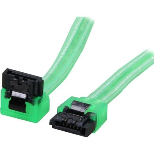 90 Degree to 180 Degree SATA III 6Gb/s Data Cable with latch for SATA 3.0 SATAIII 6Gbps HDD Hard Drive Disk/ SSD -UV Green
