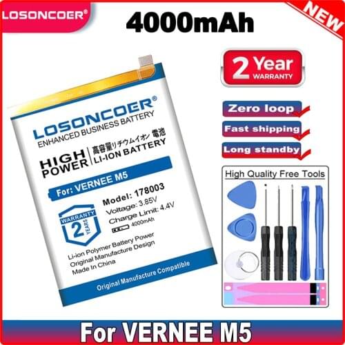 LOSONCOER 4000mAh 178003 Battery for VERNEE M5 Good Quality Batteries Free Tools