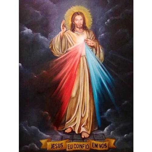 5D DIY Diamond Painting Jesus Religious Cross Stitch Kit Full Drill Square Embroidery Mosaic Art Picture of Rhinestones Decor