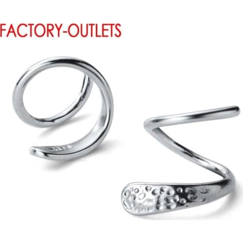 Authentic 925 Sterling Silver Simple Style Spiral Line Hoop Earrings For Women Wedding Trendy Girls Christmas Jewelry Gift