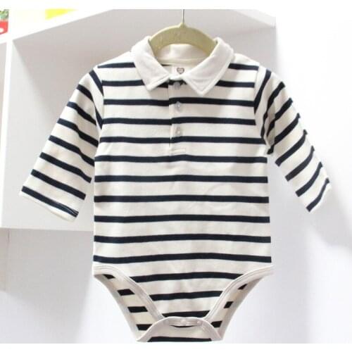 Baby bodysuit baby boys girls clothes pyjamas kids clothes autumn 100% cotton stripes square neck long sleeves baby clothes