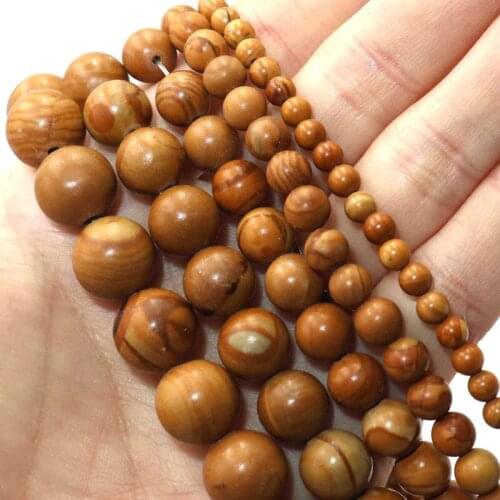 Natural Stone Yellow Wood Round Loose Spacer Beads 4 6 8 10 12 MM Pick Size For Jewelry Making Charm DIY Bracelet Necklace