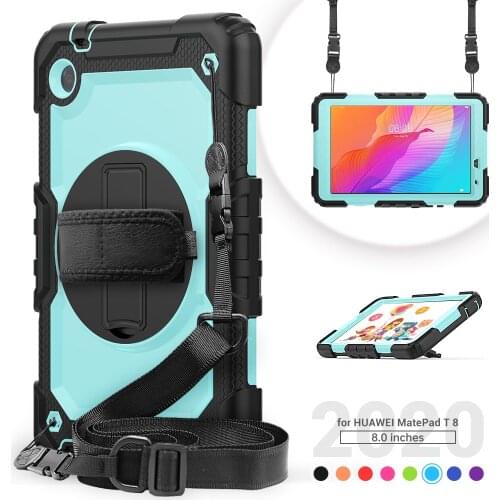 Tablet Case for huawei mediapad t5 case 10.1 360 Rotate Wrist&Neck Strap Silicon Protective Cover for huawei matepad t8 чехол