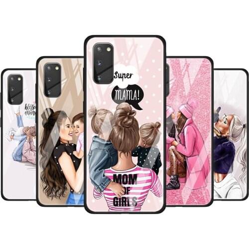 Super Mom Baby Girl Tempered Glass Cover For Samsung Galaxy S20 S10 S9 S8 S10E FE Ultra Plus Lite 5G Phone Case