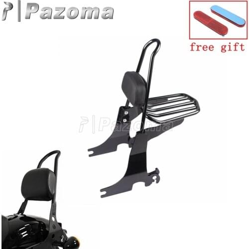 Black Motorbike Detachable Rear Passenger Cushion Backrest Pad Sissy Bar Luggage Rack For Harley Sportster XL883 1200 94-03