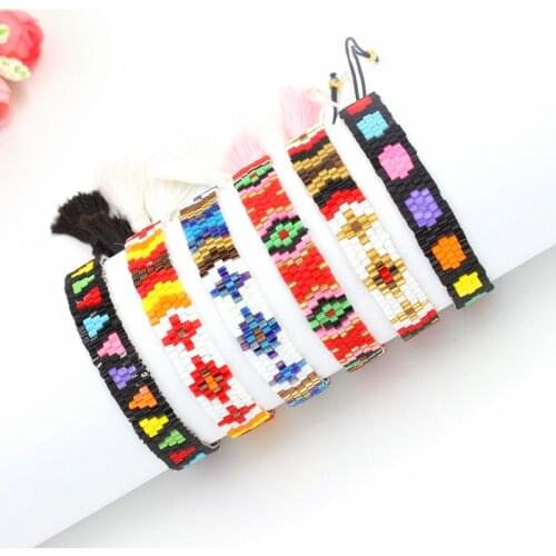 CHHB002 Handmade Hippy Seed Beads Handmade Friendship Bracelet Charm Crystal Glass Beads Bracelets for Women Men
