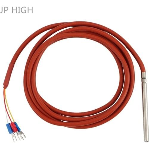 PT100 RTD Temperature Sensor 6mmx80mm Class B 2M Silicone Gel Coated Wire Platinum Resistance Pt 100 Stainless Steel