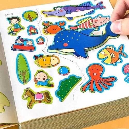 Childrens Concentration Training Sticker Book Cute Anime Stickers Baby Manual Brain Early Education Enlightenment Puzzle Books