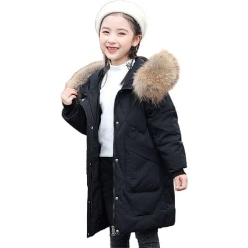 Russian Young Girls Warm Coat Winter Parkas Outerwear Teenager Outfit Children Kid Girls Fur Hooded Jacket For 5 6 8 10 12 Years