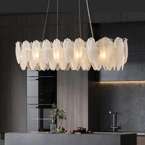 Feather designer dining room chandelier modern light luxury creative personality new dining table bar chandelier