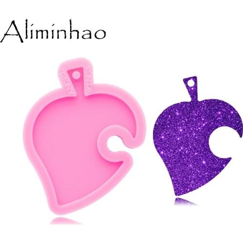 DY0403 Shiny Leaves Keychain Mold Resin Silicone Mould Craft for DIY Necklace Making Jewelry Tools