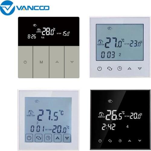 Vancoo Electric Heating Thermostat 220V Room Temperature Controller Warm Floor Heating Thermostat Touch Screen With a Sensor