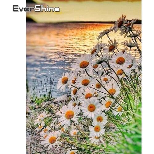 Evershine Diamond Painting Flower Chrysanthemum Diamond Embroidery Scenery Cross Stitch Kit Diamond Embroidery Floral Home Decor