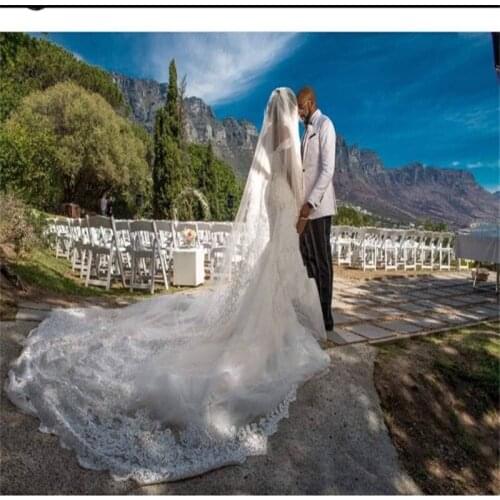 118" * 106" Lace wedding veil 1 Layer veil Cathedral Length Bridal Veil in White , Ivory