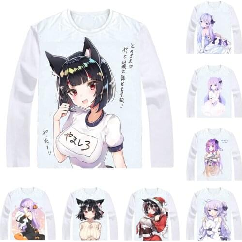 Bilan Hangxian T-Shirts Men Hip Hop Long Sleeve Anime Shirts Bilan Hangxian Enterprise Atago Unicorn Yamashiro Cosplay Shirt