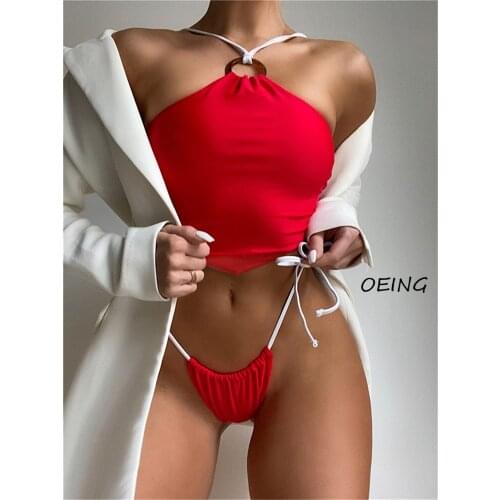 2 Piece Bikini Set Red Sexy Bathing Suit Women 2021 Bikini Set Push Up String Bikini New Arrival