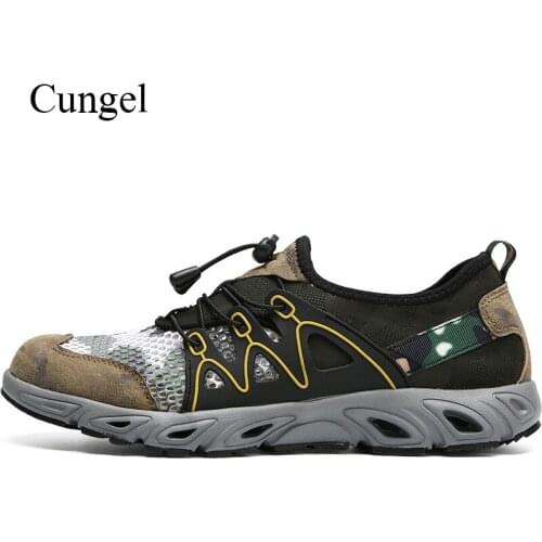 Cungel Hiking shoes Men Outdoor Summer Sneakers Breathable mesh Trekking Climbing shoes Mountain walking Shoes Quick-drying