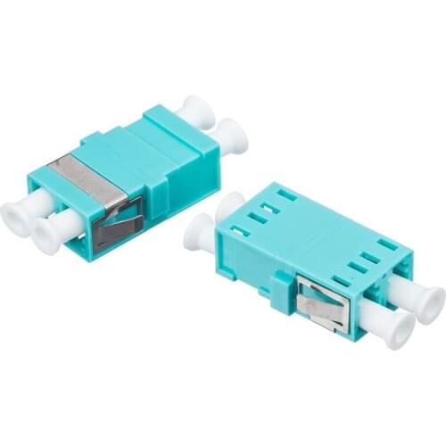 LC UPC duplex fiber optic adapter OM3 Aqua Multimode DX coupler connector free shipping