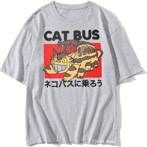 2020 hot sale totoro Spirit Away cartoon print t-shirt cat bus graphic tees women clothes funny gray solid t shirt unisex tshirt