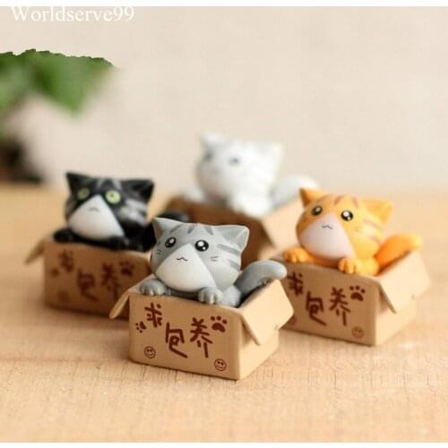 Cute Cartoon Cat Resin Craft Mini Miniature Garden Decor Ornament Plant Pot Micro Landscape Bonsai DIY Dollhouse Fairy