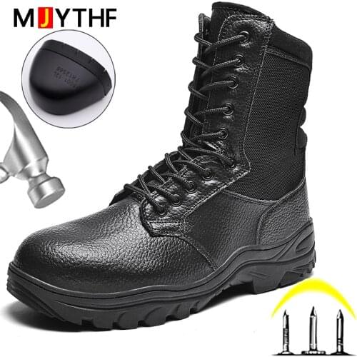 Male Leather Shoes Work & Safety Boots Indestructible Work Shoes Military Boots Desert Combat Boots Puncture-Proof Work Boots