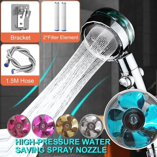 Shower Head Water Saving Flow High Pressure Spray Nozzle with Filter Drill-free Showerhead Rack 1.5m Shower Hose Set Bathroom