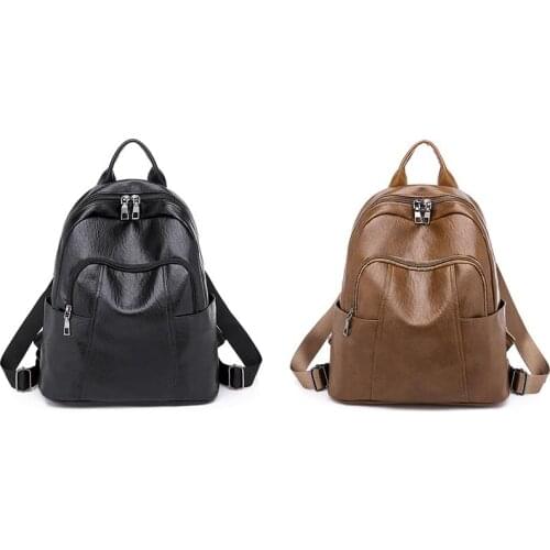 2020 New High Quality PU Woman Backpack Fashion Korean All-Match Pure Color Student Backpack Travel Backpack Anti-Theft