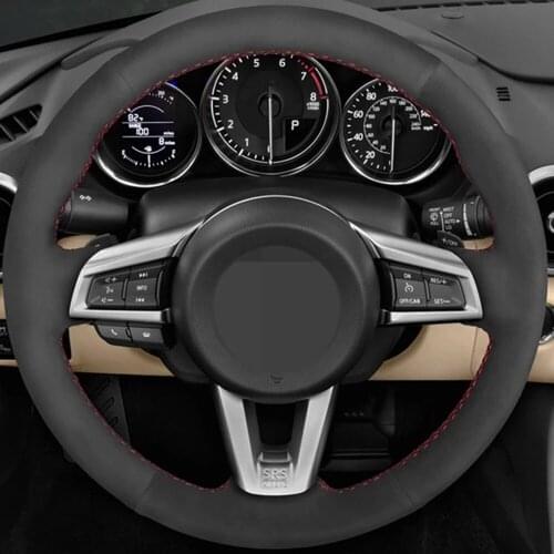 DIY Black Faux Leather Steering Wheel Braid Car Steering Wheel Cover For Mazda MX-5 2015 2016 2017 2018 2019 2020